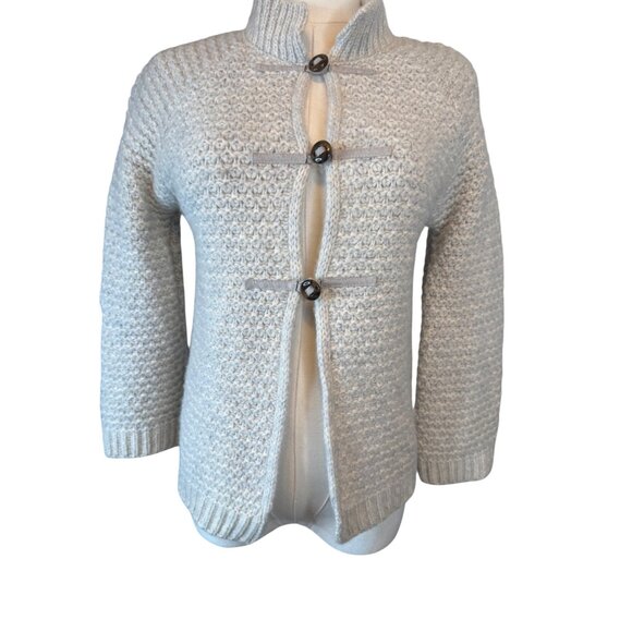 ZARA Beige Small Wool Blend Knit Cardigan Sweater Jacket Button Closures - Picture 5 of 16